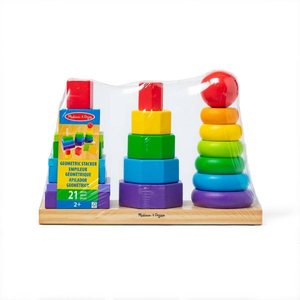 Melissa & Doug Geometric Stacker - Wooden Educational Toy