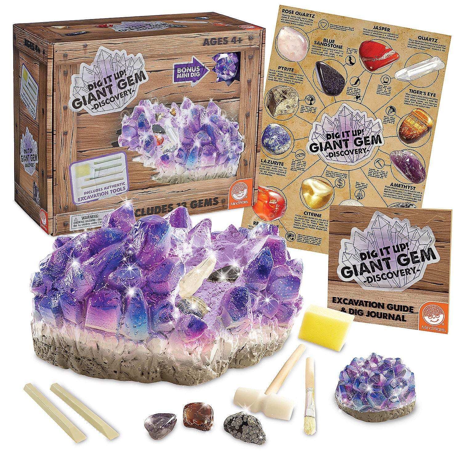 MindWare Dig It Up! Giant Gem Discovery Science Kit 16 Pieces