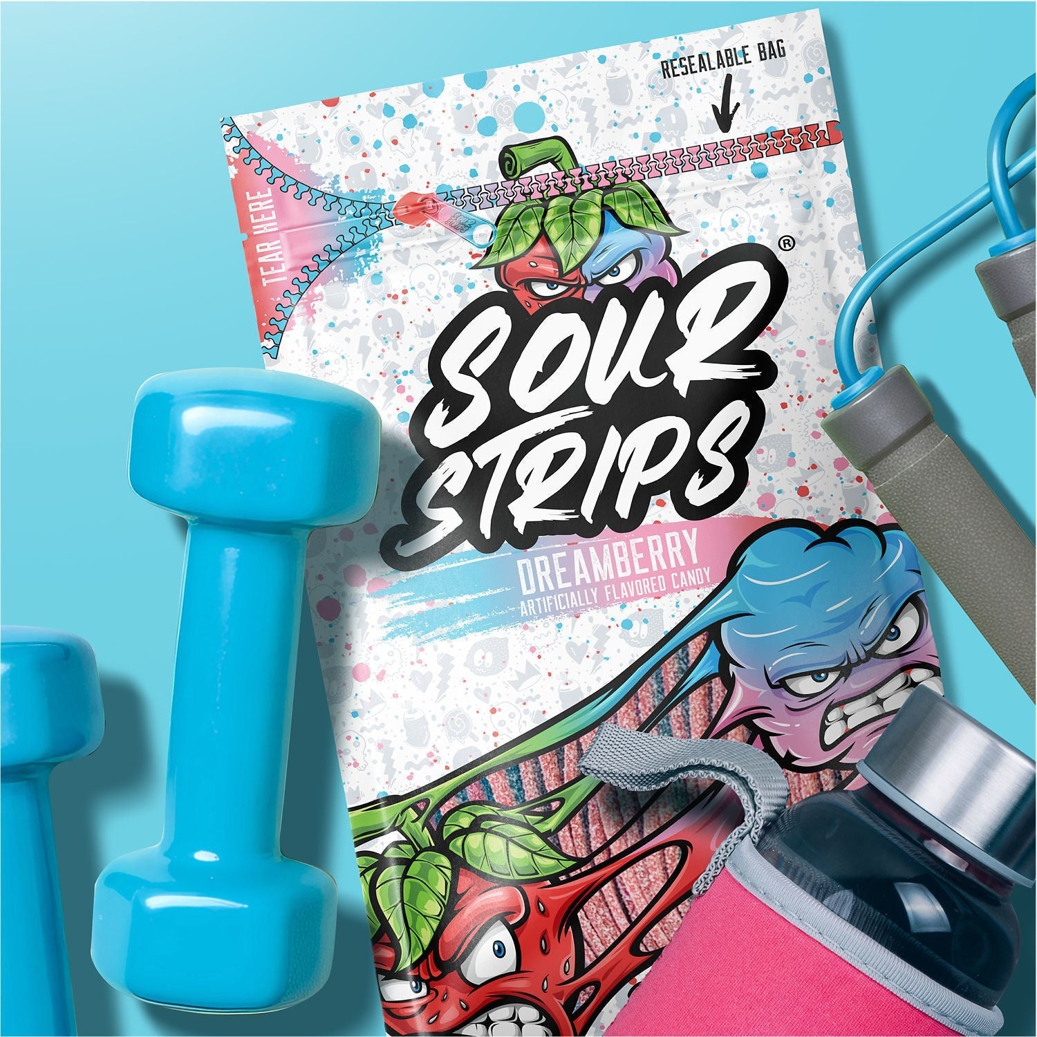 Sour Strips Dream Berry Candies 3.4oz
