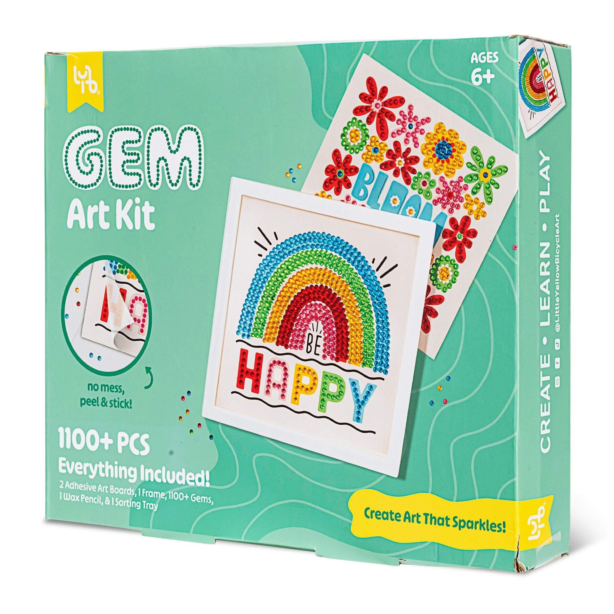 Little Yellow Bicycle Rainbow & Blooms Gem Art Kit