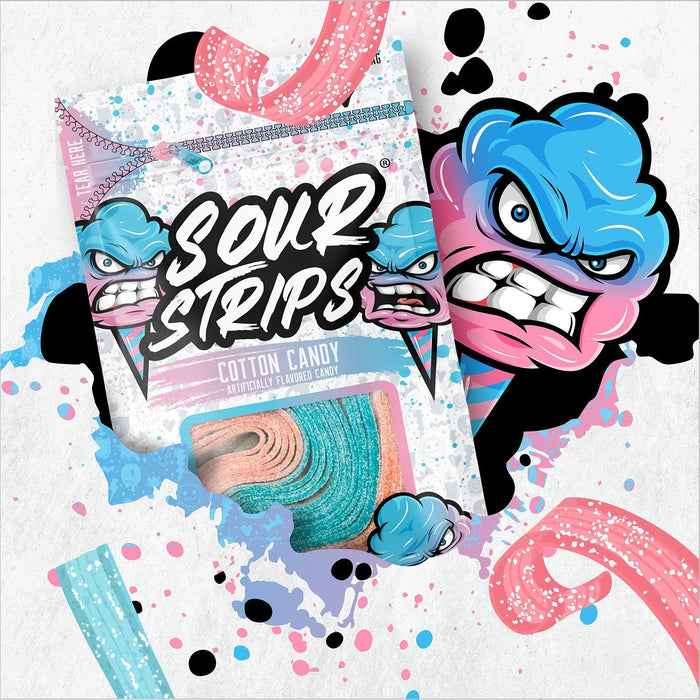 Sour Strips Cotton Candy Flavored Chewy Candy 3.4oz Bag