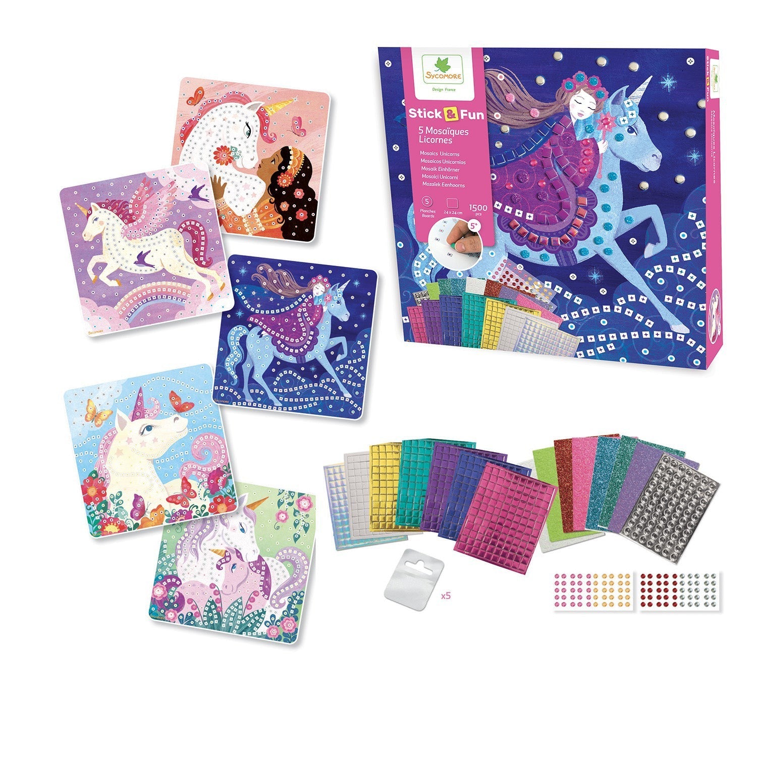 Sycomore Stick'N Fun L Mosaics Unicorns Kids Craft Activity Kit