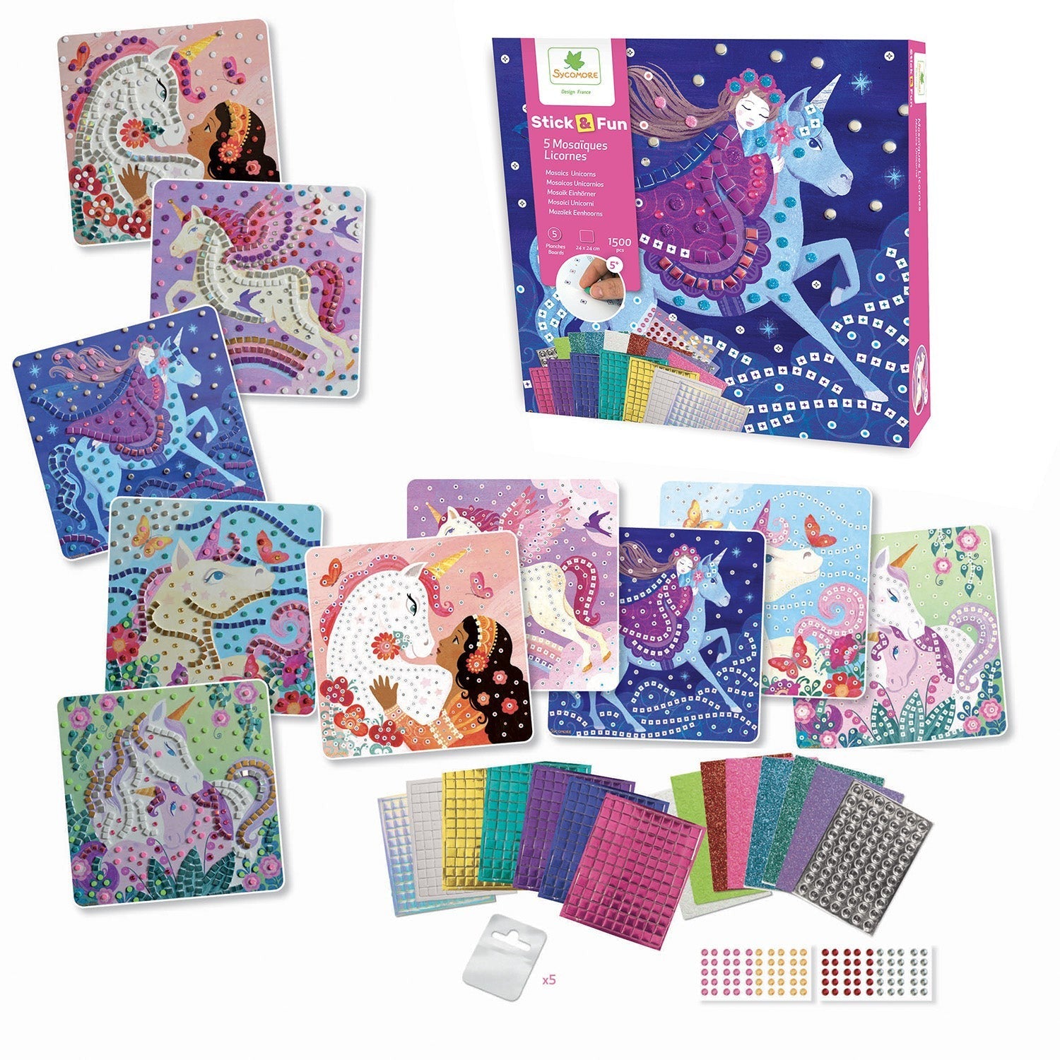 Sycomore Stick'N Fun L Mosaics Unicorns Kids Craft Activity Kit