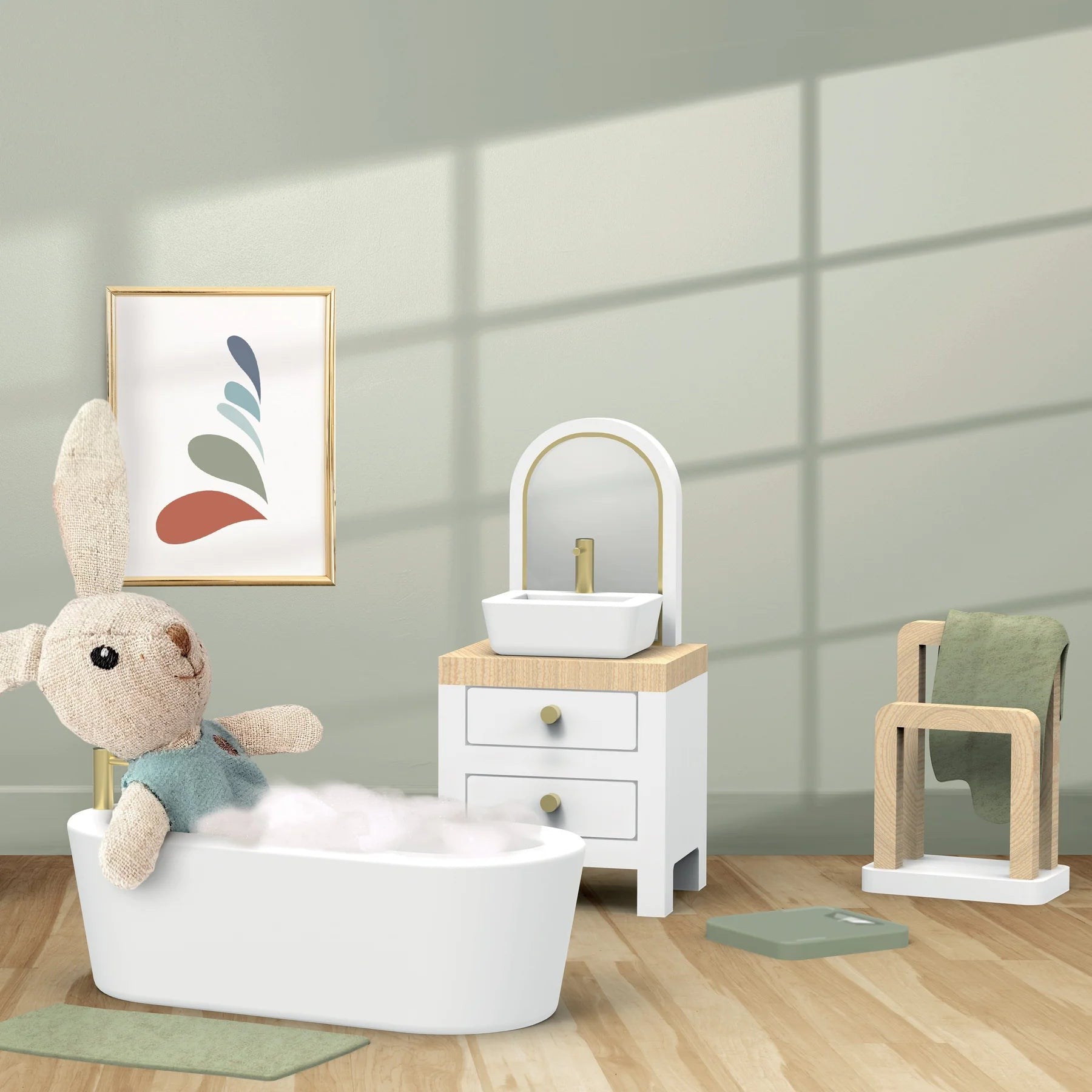 Speedy Monkey Doll House Bathroom Set with Character