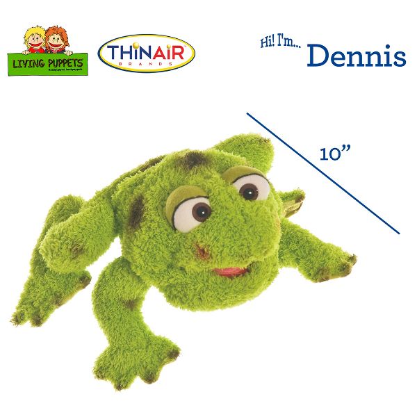 Living Puppets: Dennis The Green Frog - 10" Plush Hand Puppet