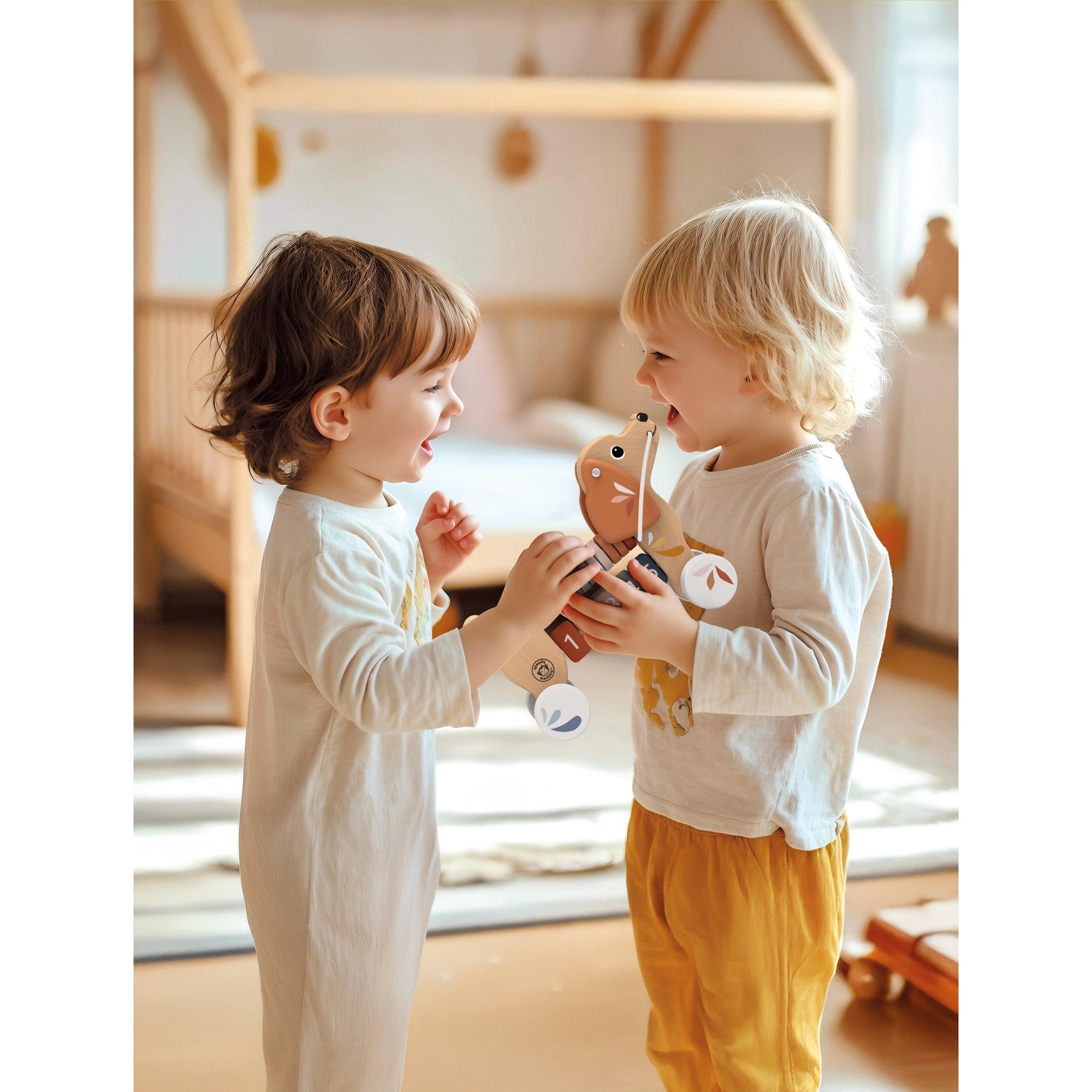 Speedy Monkey Wooden Puppy Pull Along