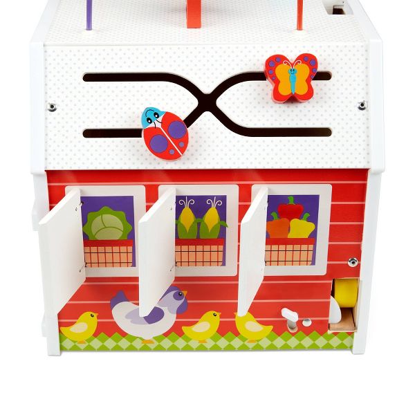 Melissa & Doug First Play Slide, Sort & Roll Wooden Activity Barn with Bead Maze