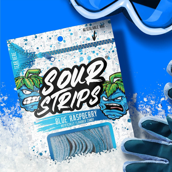 Sour Strips Blue Raspberry Chewy Candy 3.4 oz