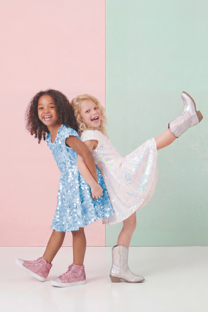 Sequins Concert Queen Dress, Blue, Size 5-6