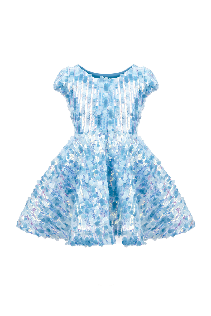 Sequins Concert Queen Dress, Blue, Size 3-4