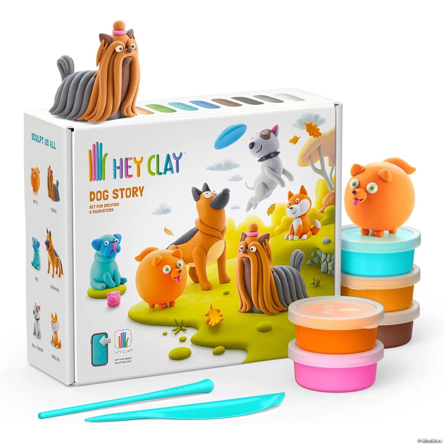 Hey Clay Dog Buddies Air-Dry Modeling Clay Set with Interactive App