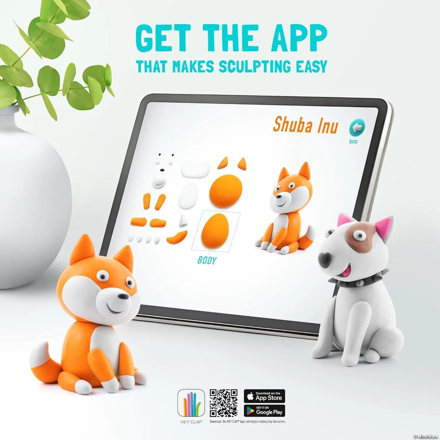 Hey Clay Dog Buddies Air-Dry Modeling Clay Set with Interactive App