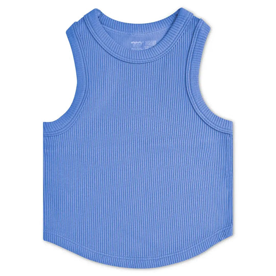 Medium/ Large Bright Blue Cropped Ribbed Racerback Tank Top