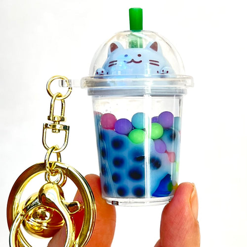 Pastel Cat Boba Keychain