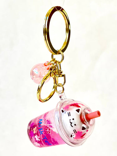 Kitty Boba Milk Floaty Keychain