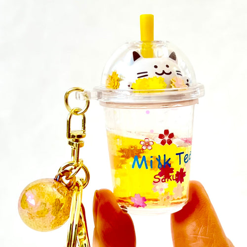 Kitty Boba Milk Floaty Keychain