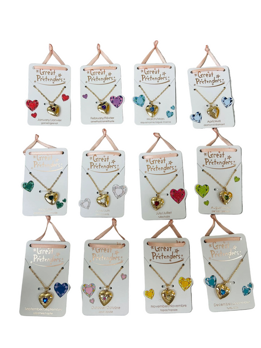 Birthstone Heart Locket Necklace