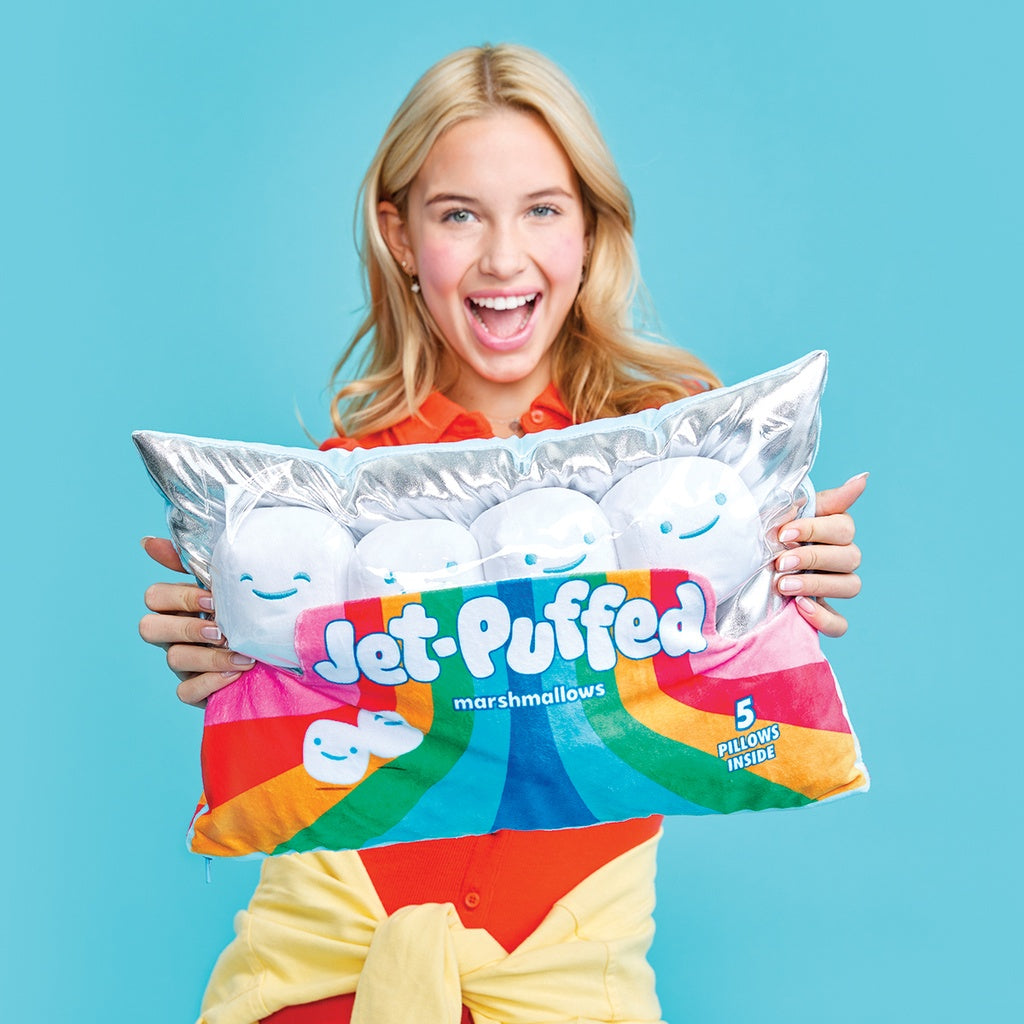 Jet-Puffed Marshmallows Decorative Packaging Plush Pillow with Removable Marshmallows