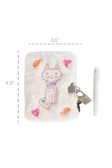 Cuddle Cat Mini Furry Journal with Lock & Pen
