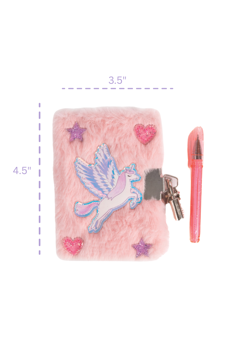Amazing Alicorn Mini Furry Journal with Pen, Lock