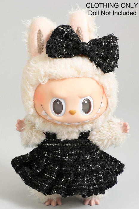 Labubu Black and White Tweed Dress With Bow