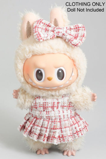 Labubu Pink and White Tweed Dress With Bow