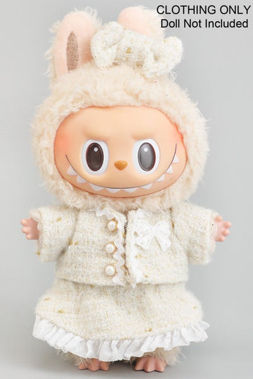 Labubu White Tweed Jacket and Skirt Outfit