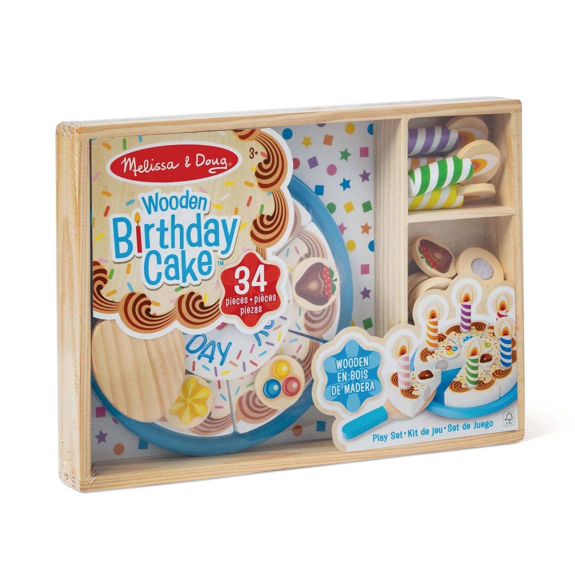 Melissa & Doug Wooden Birthday Cake Pretend Play Set