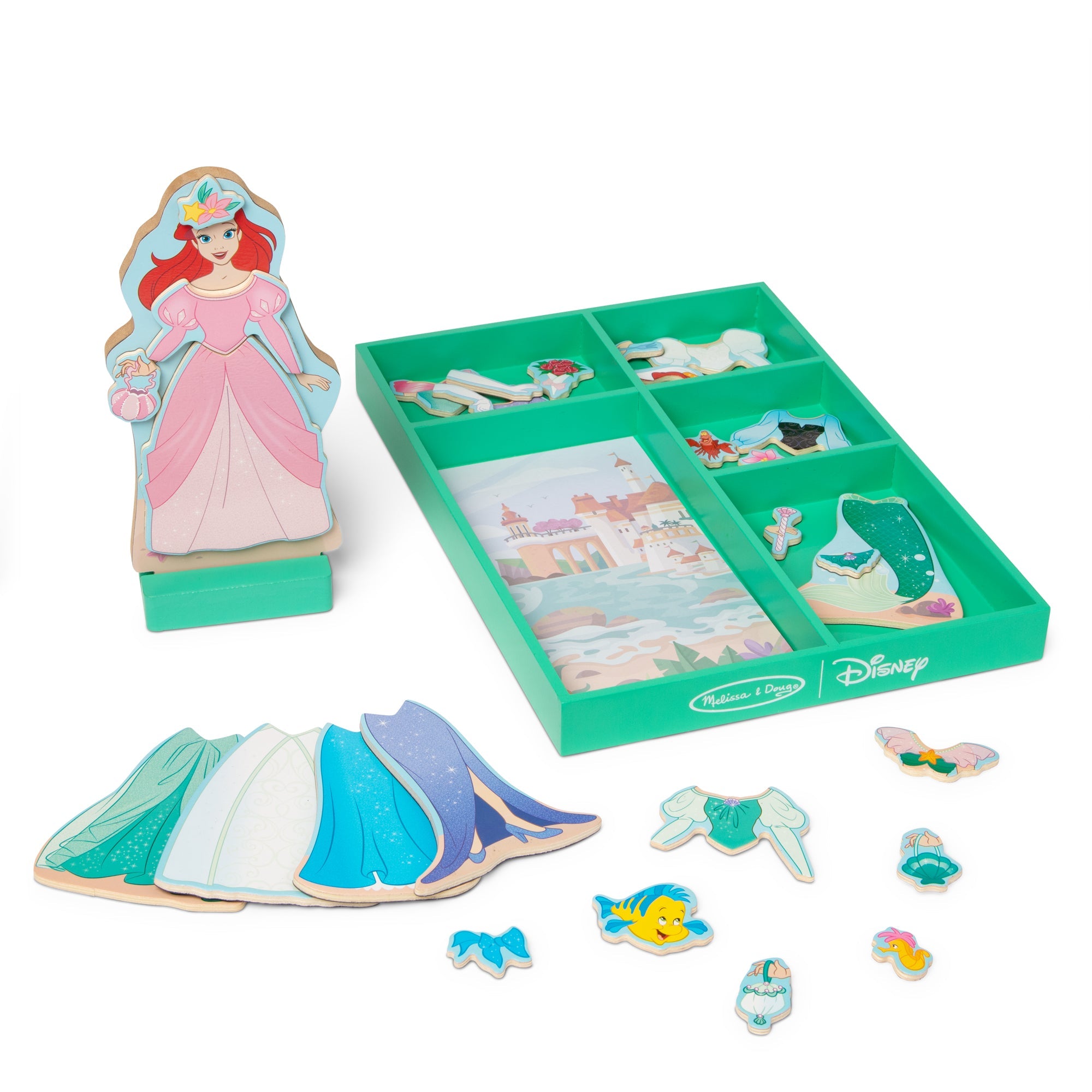 Melissa & Doug Disney Magnetic Dress Up Ariel Wooden Doll Set