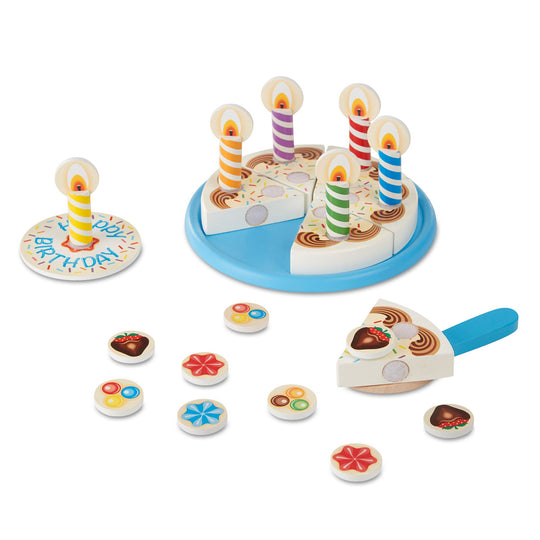 Melissa & Doug Wooden Birthday Cake Pretend Play Set