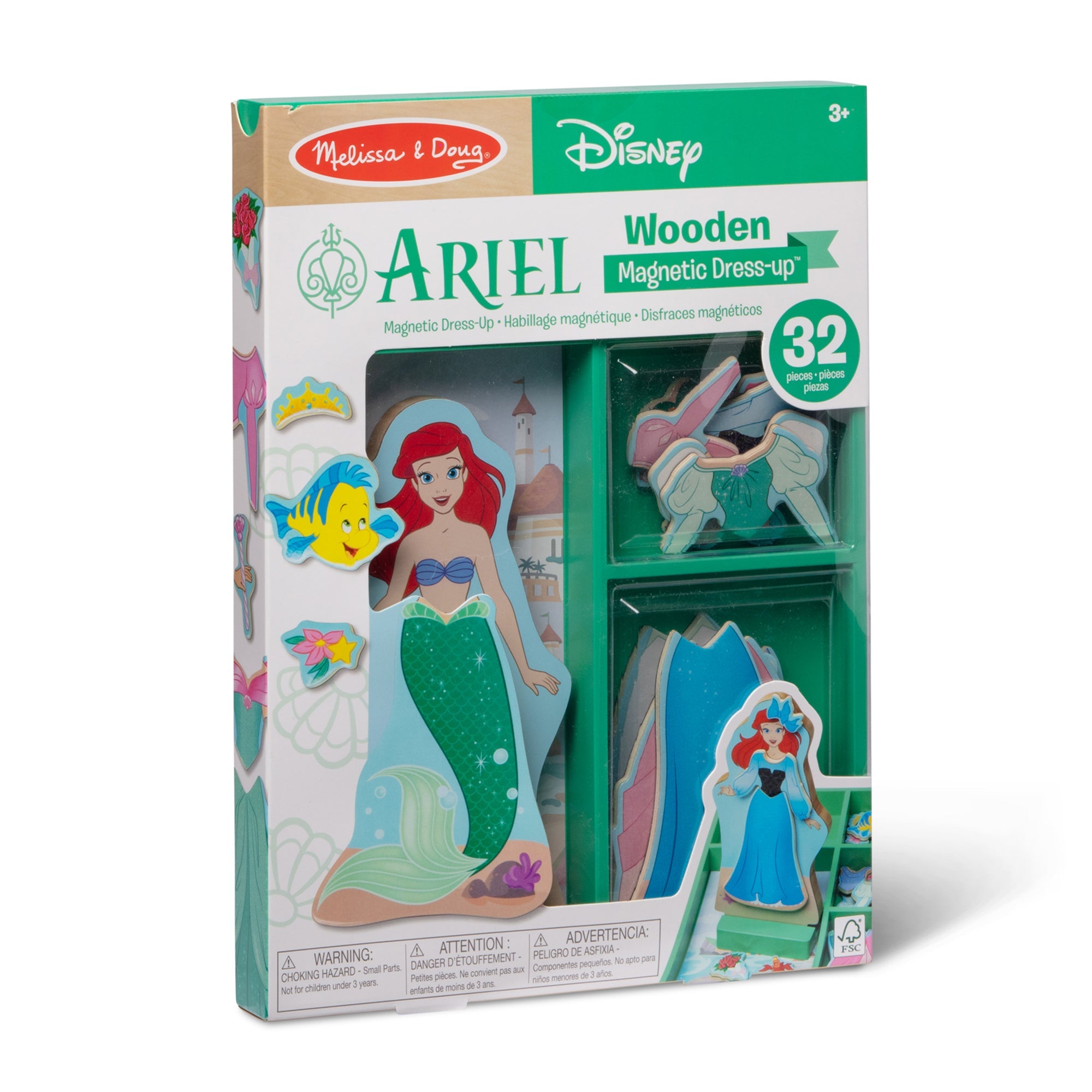 Melissa & Doug Disney Magnetic Dress Up Ariel Wooden Doll Set