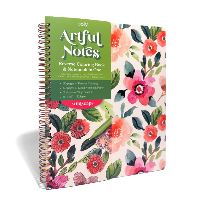 OOLY Artful Notes Wildscape Reverse Coloring Notebook 100 Pages