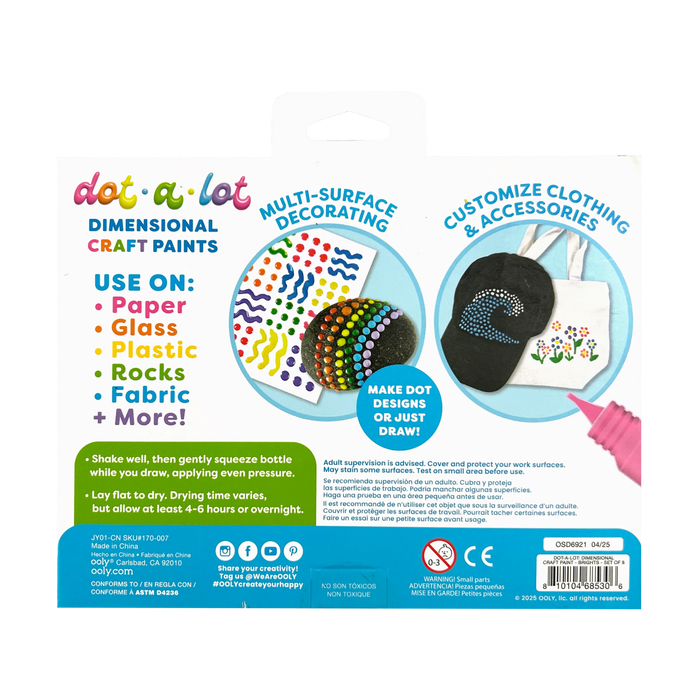 OOLY Dot-a-Lot 3D Dimensional Craft Paint Set 8ct