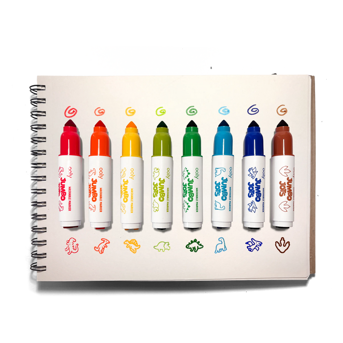 OOLY Jumbo Jots Dinosaur Dual Tip Stamp Markers 8-Piece Set