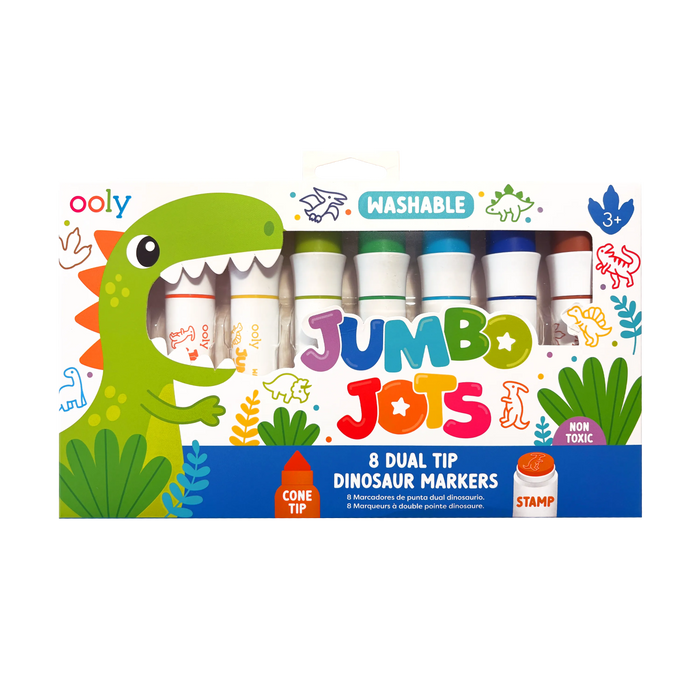 OOLY Jumbo Jots Dinosaur Dual Tip Stamp Markers 8-Piece Set
