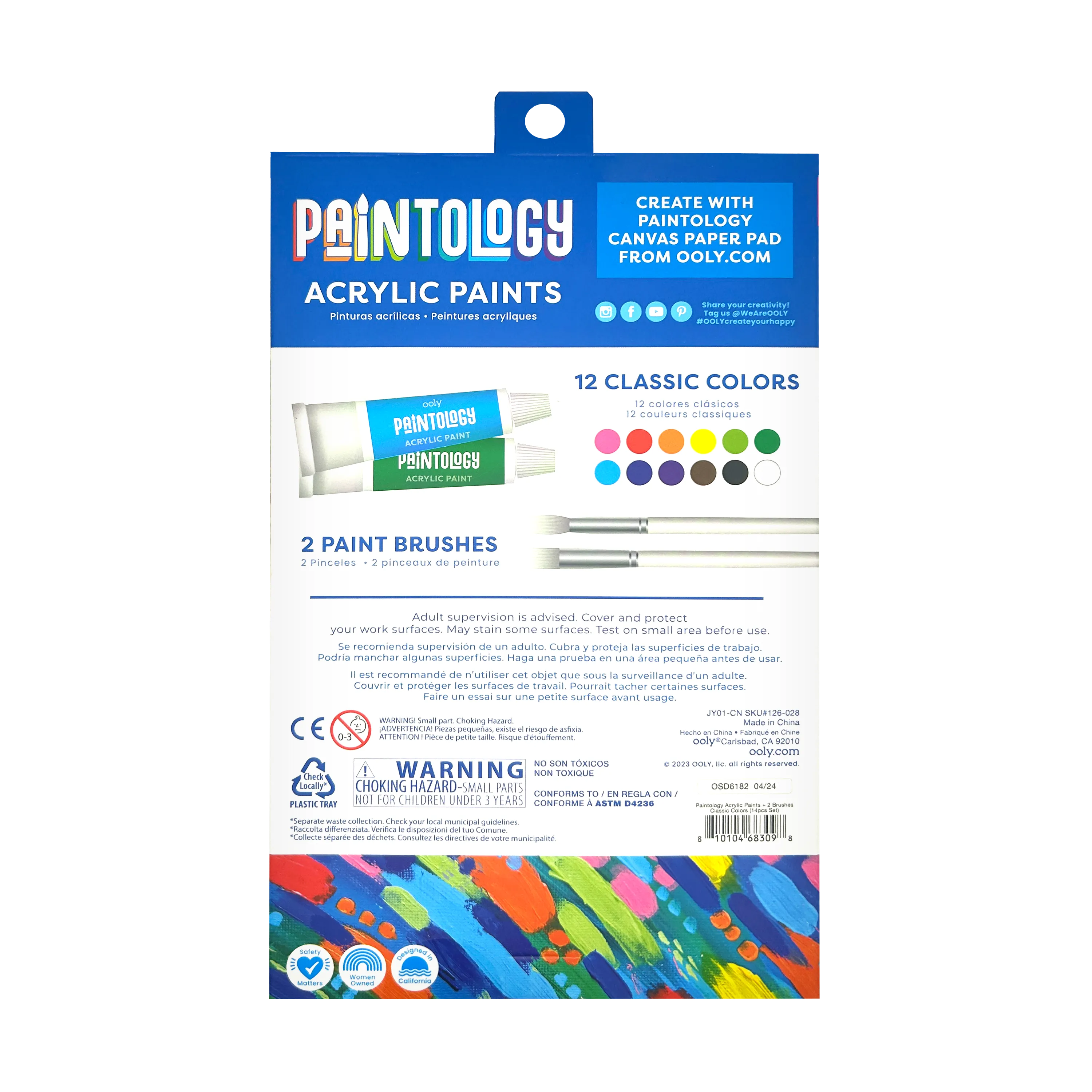 OOLY Paintology Acrylic Paint Set 12 Classic Colors