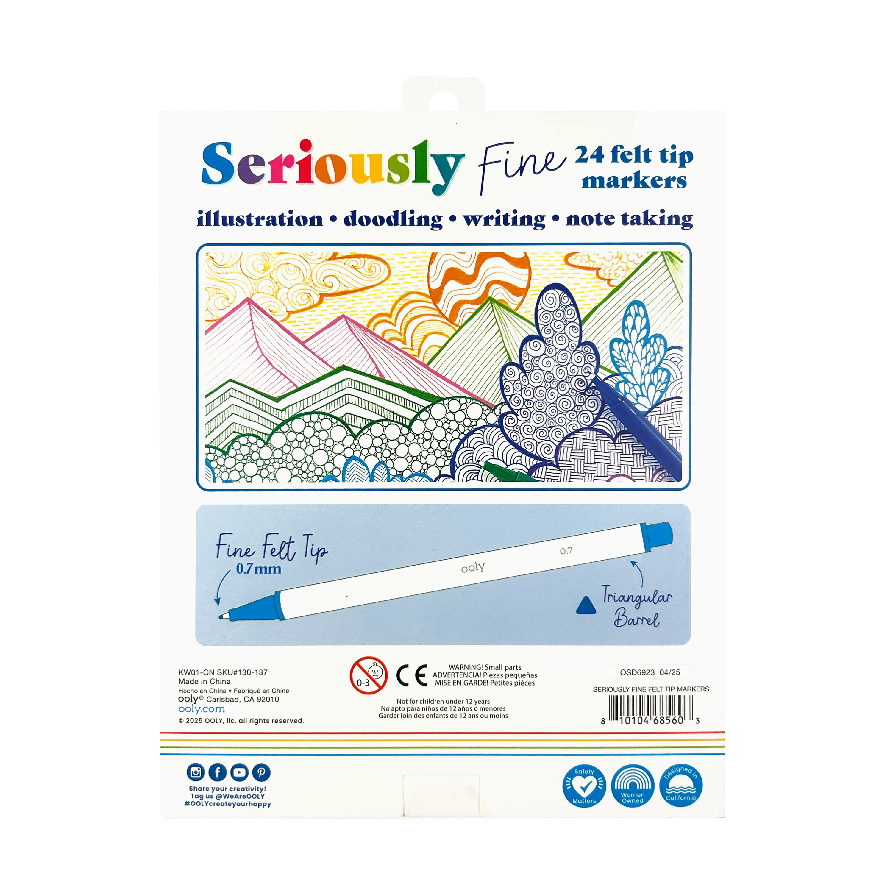 OOLY Seriously Fine Tip Markers Set of 24
