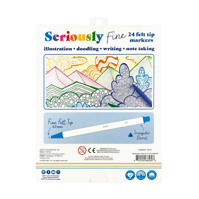OOLY Seriously Fine Tip Markers Set of 24