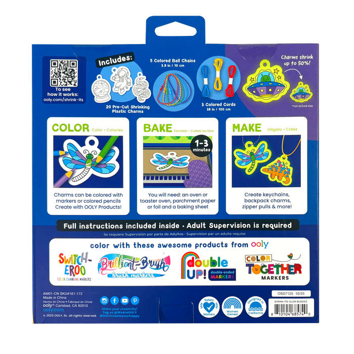 OOLY Shrink-Its! Glow Buddies DIY Shrink Art Kit 20ct