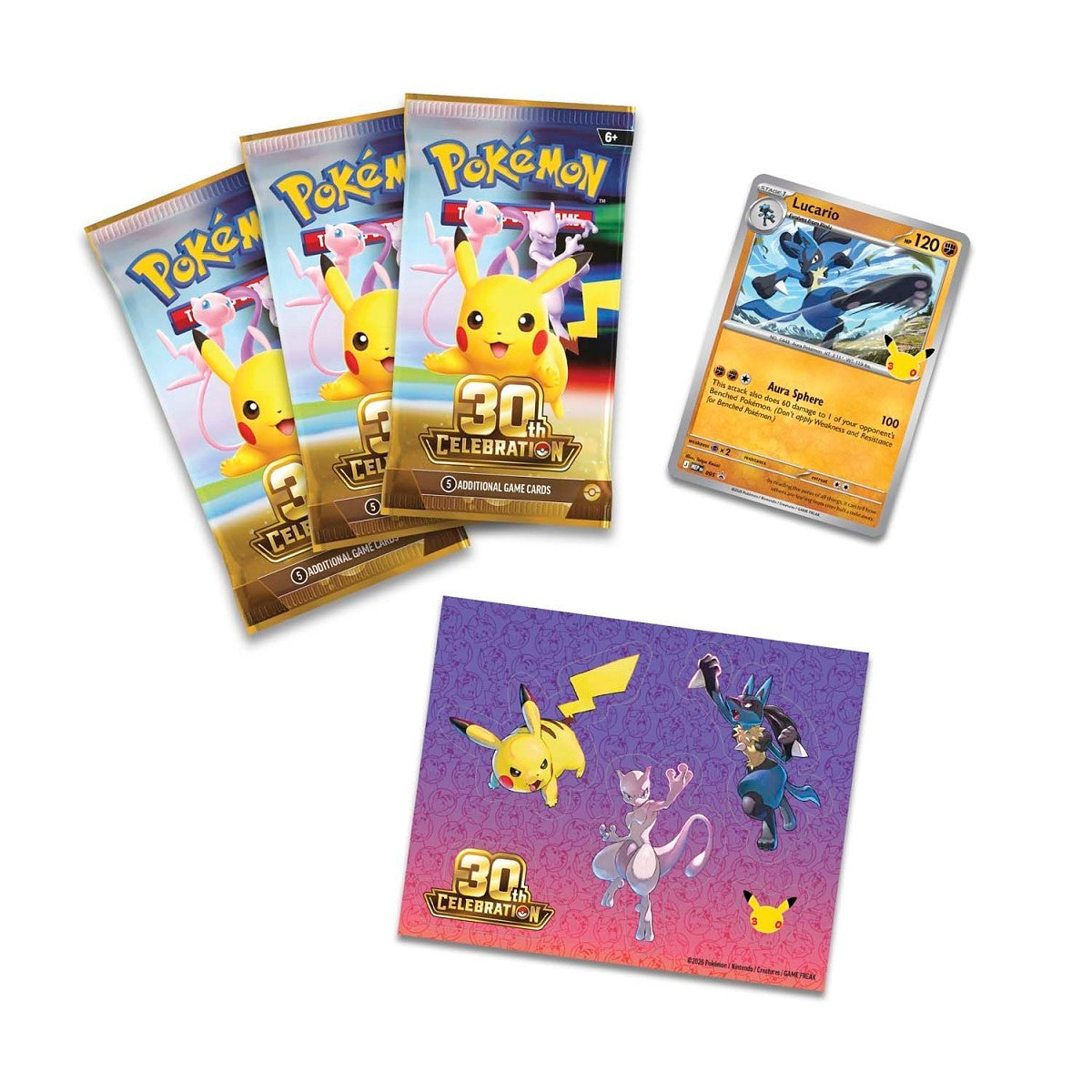 Pokémon Center Pokémon TCG: 30th Celebration Tech Sticker Collection Lucario