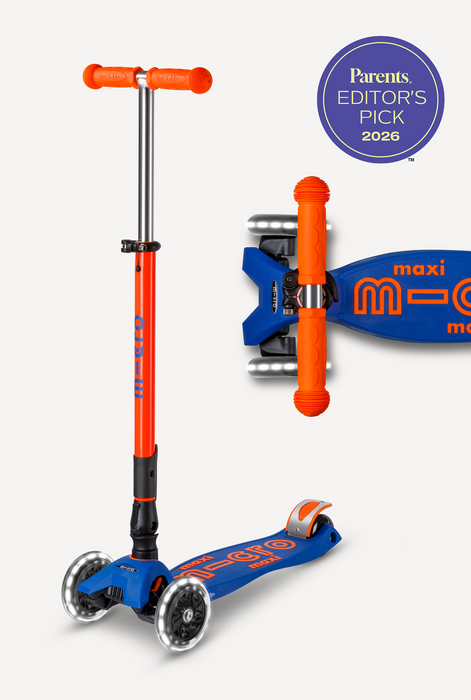 Maxi LED Foldable Blue and Orange Micro Scooter