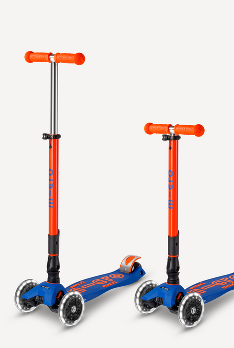 Maxi LED Foldable Blue and Orange Micro Scooter
