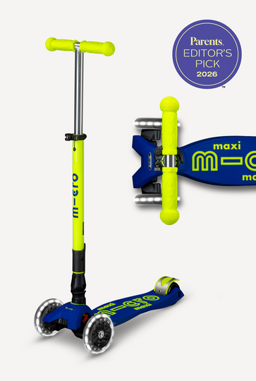 Maxi LED Foldable Blue and Yellow Micro Scooter