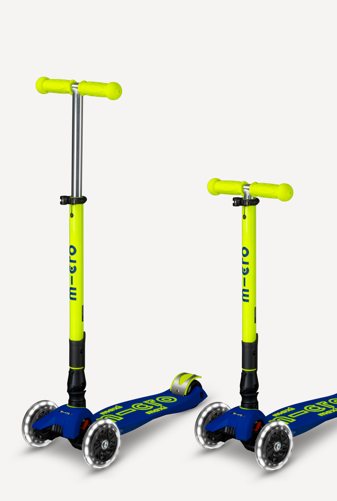 Maxi LED Foldable Blue and Yellow Micro Scooter