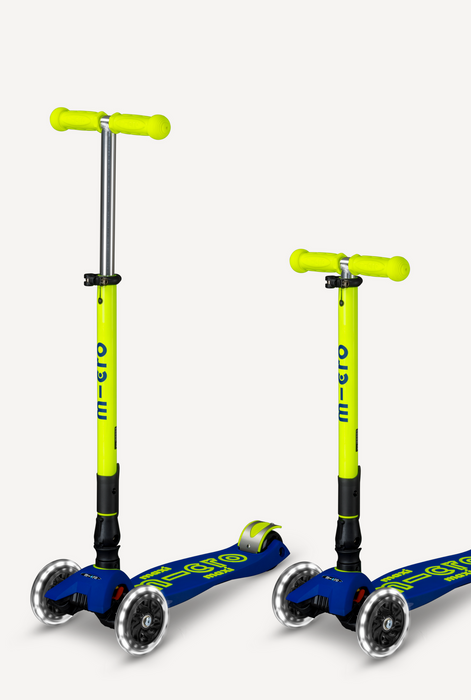 Maxi LED Foldable Blue and Yellow Micro Scooter