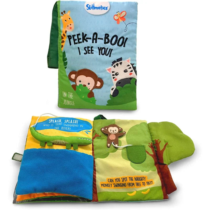 Skillmatics Peek-A-Boo Jungle Theme Interactive Soft Cloth Book 6 Months+