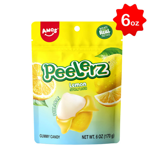 Amos Peelerz Peelable Gummy Lemon Flavored Real Fruit Juice Candy