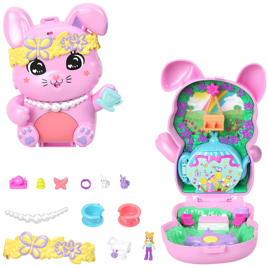 Polly Pocket Tea Party Bunny Compact Playset with Micro Doll