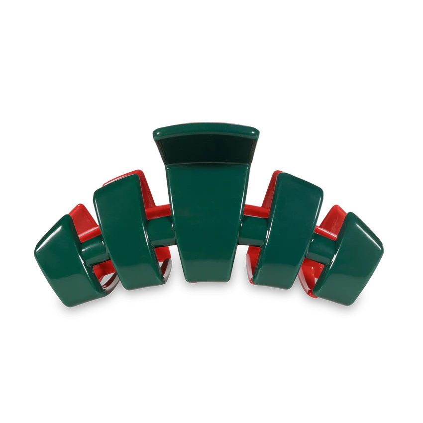 Teleties Classic Medium Claw Clip Red and Green Holiday Collection