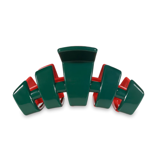 Teleties Classic Medium Claw Clip Red and Green Holiday Collection